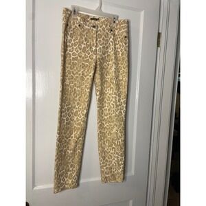J.McLaughlin Women's Tan Beige‎ Leopard Print Stretch Ankle Skinny Pants Size 2